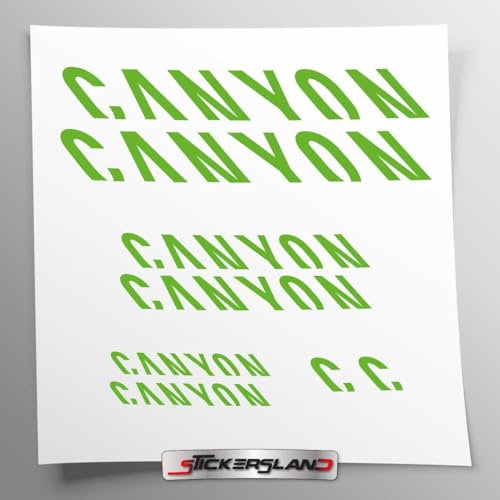 Stickersland® Aufkleber-Set kompatibel mit Rahmen MTB Mountainbike und Helm | Decals Aufkleber für Fahrrad mit Logos | Stickersland® - Canyo (grün glänzend)