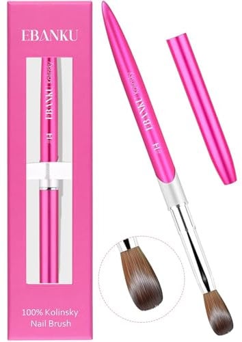 EBANKU Acrylic Nail Brush, Size 10 Acrylic Brushes Pure Kolinsky Acrylic Brushes Round Shaped Oval Nail Art Painting Brush for Acrylic Application, Professional for DIY Home Salon Manicure (#14)