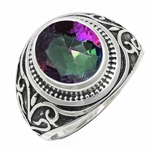 JEWELFORCE Mystischer Topas-Edelstein-, Sterlingsilber Band Ring, für Männer und Frauen, in allen Größen, Schmuck JSR-1221AG25_(71 (22.6))