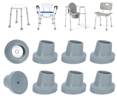 supregear 8 Pièces Embouts de Rechange pour Pieds de Chaise de Bain, Bouchons en Caoutchouc Robustes pour Siège de Douche et Tabourets (Gris, 28 mm)