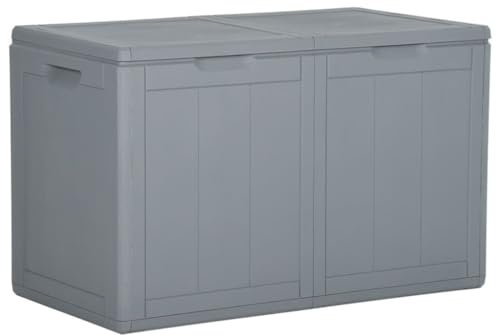 SDWEHO7 Metall Aufbewahrungsbox Gartenbox Auflagenbox Outdoor Box Kissenbox für Garten, 180 L Grau PP Rattan