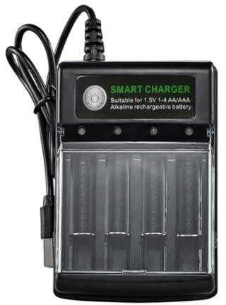 Nxyupv 4 Slots Smart USB Battery Charger for Rechargeable Battery AA AAA AAAA 1.5V Alkaline 14500 10440 16340 10440 3.2V Charge