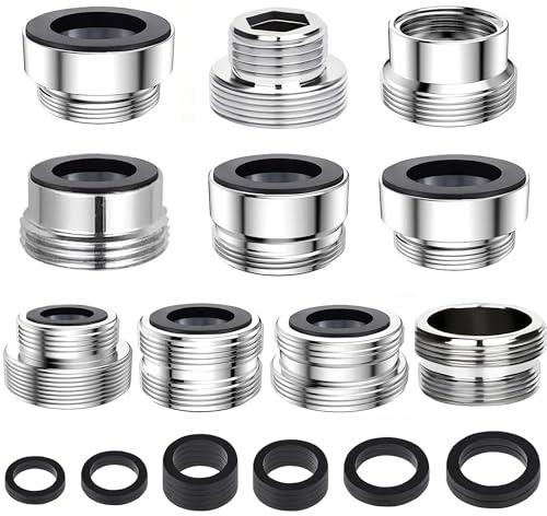 10 Stück Wasserhahn Adapter, Adapter Wasserhahn mit Dichtungen, Doppelgewinde Wasserhahnadapter, Universal Wasserhahnadapter mit Gewinde, für Küche Gartenschlauch,Wasserhahns