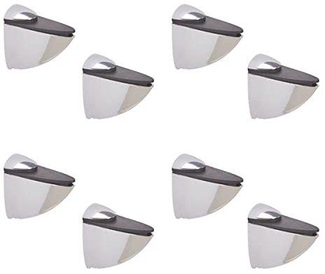 Euro Tische 8x Regal-Halter Glasbodenträger verchromt - Stabile Regalhalterung für Glas- und Holzböden - inkl. Montagematerial - Wandkonsole aus Metall - Regalträger in verschiedenen Größen (M)