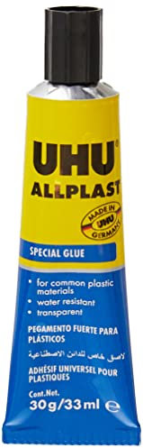 UHU Colle pour tous les plastiques, colle spéciale réparation et modélisme, tube de 33 ml, transparent