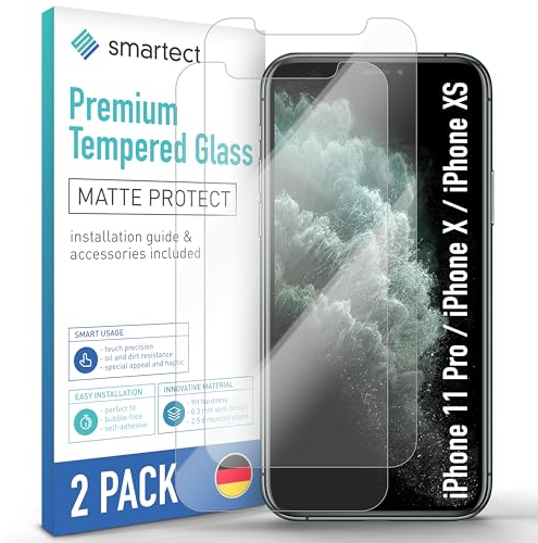 smartect Schutzglas [2 Stück, Matt] kompatibel mit Apple iPhone XS/X / 11 Pro, HD Schutzfolie Anti-Kratzer, Blasenfrei, 9H Härte, entspiegelt, Ultrabeständig