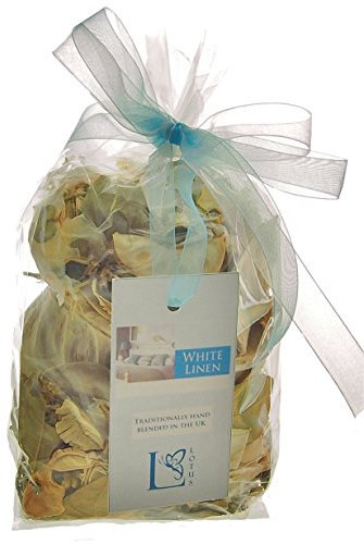 Pot pourri mélangé à la main dans un sac cadeau dans un choix de 11 parfums, produit avec parfum durable pour votre maison ou comme cadeau (linge blanc)
