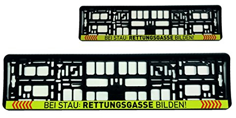 1x Kennzeichenhalter NummerschildhalterBei Stau Rettungsgasse bilden Feuerwehr Warenfux24