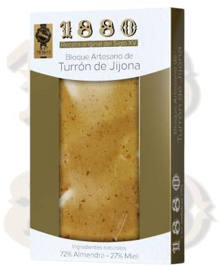 1880 Bloc de Touron de Jijona Fait à La Main/Ingrédients Nobles sans Gluten 220 g 1 Unité