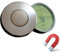 Magnetic Metal Large Spirit Bubble Level 60mm Diameter, Degrees, Circular, Surface Level - Metal Housing, Bulls Eye Bullseye Vial Round, Green/Silver