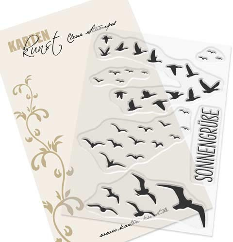 Karten-Kunst Clear Stamps KK-0140 Stempel Vögel Sonnengrüße Silikonstempel