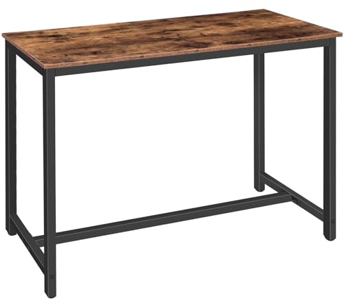HOOBRO Bar Table, Rectangular Pub Table, 47.2 Counter Height Bar Table, Industrial Bar Height Table, Dining Table for Kitchen, Living Room, Easy to Assemble, Rustic Brown BF50BT01