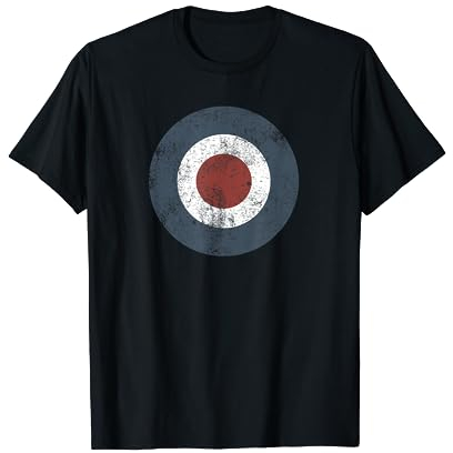 Mod Sign Symbol Geschenk Mod Culture - Herren T-Shirt Schwarz Kurzarm Klassische Passform Vintage Roundel Collar S