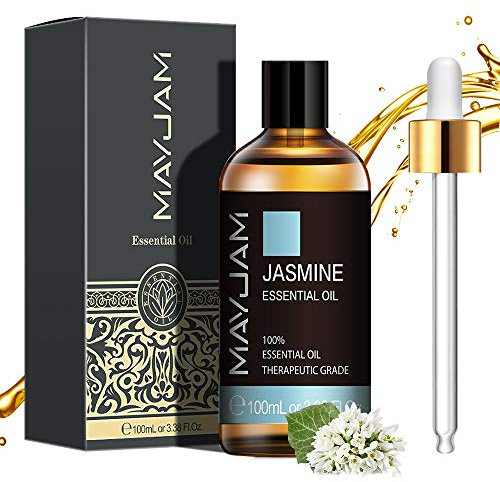 MAYJAM Huile Essentielle de Jasmin 100ML de Haute Qualité pour Diffuseur, Humidificateur, DIY, Home, Wardrobes