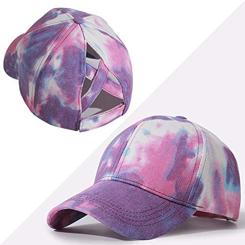 Herren Kappe Hut Tie-Dye Baseball Cap Damen Damen Frühling Herbst Pferdeschwanz Baseball Cap Snapback Hut Messy Bun Hut Weibliche Hip Hop Hüte-Lila