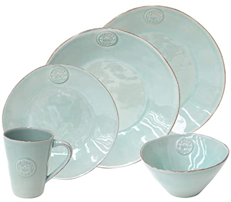 Costa Nova, Nova colección, Vajilla elegante, gres, Juego de vajilla completa 30 piezas, 6 personas, turquesa,