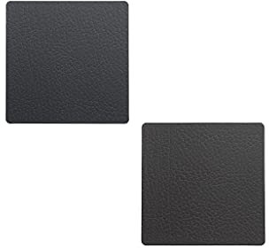 LindDNA Glasuntersetzer Square wendbar aus recyceltem Bull Leder in der Farbe Black/Brown mit Einer Größe von 10x10cm, 982180