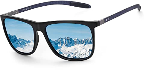 ZENOTTIC Polarisierte Sonnenbrille Herren Kohlefaser Bügel Quadratische Sonnenbrille Fahren Angeln Golf Sport UV400 Schutz