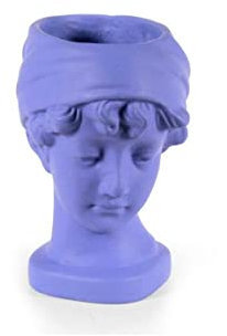 GICOS IMPORT EXPORT SRL Vaso vasetto in cemento multiuso decoro testa donna blu 18 * 13 * 21CM cm casa giardino portapiante NON-825477