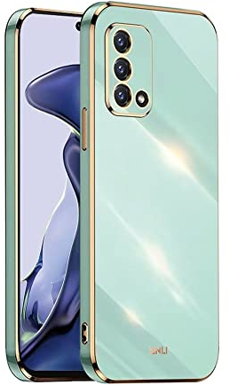 EASSGU Galvanisierter Rahmen Handyhülle für Oppo A74 (4G) (6.43 Inches), Weiche TPU Silikon Schutzhülle - Grün