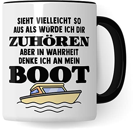 Taza de barco, tal vez parezca que te escucharía, pero en verdad pienso en mi barco taza de café capitán idea de regalo Bootsamante de la taza de café regalo para el propietario del barco