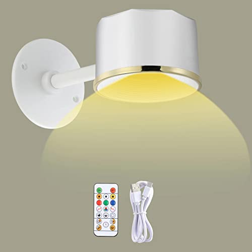 MIOBLUE LED Wandlampe Innen Dimmbar mit Fernbedienung Kabellos Batterie, 360° Drehung magnetisch Wandleuchte RGB Batteriebetrieben 3 Helligkeitsstufen mit Dimmbar für Wohnzimmer,Schlafzimmer,Kunstwerk