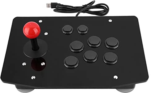 Arcade Joystick, USB Arcade Fighting Stick Street Rocker Fighter Mango Botón Fijo Gran panel de succión DIY Rotación Manija Controlador Piezas de repuesto Ajustable Estilo de competencia
