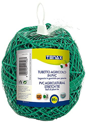 TENAX Tubetto Agricolo Verde 500g Diametro 3mm, Legatura in PVC per Piante, ortaggi e Fiori, Lunghezza Circa 80 m