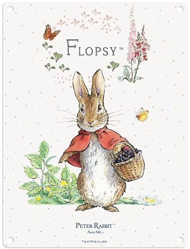 Metal Sign - Beatrix Potter's Peter Rabbit (Flopsy Standing, 15 x 20 cm)