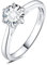 JewelryPalace 6.5mm 1ct Rund Moissanite Solitär Promise Ring Damen, Braut Schmuck Set, Verlobungsring Damenring Ringe Silber 925 mit Stein für Frauen, Simulierte Diamant Jubiläum Ehering Silberring 62