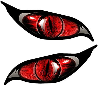 Miaelle 2-teilige Evil Eyes Eye in Red Vinyl Auto Motorrad Helme Aufkleber Aufkleber Motorrad Auto Styling Aufkleber Wasserdichte Aufkleber