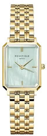 Rosefield Octagon XS Mintgrün mit Mintgrün Zifferblatt und 19.5 x 24 mm Goldgehäuse OGGSG-O71 Edelstahl
