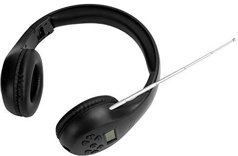 FM-Radio-Kopfhörer mit Digitalanzeige, Externe FM-Teaching-Kopfhörerantenne mit Akkukapazitätsanzeige FM-Headset
