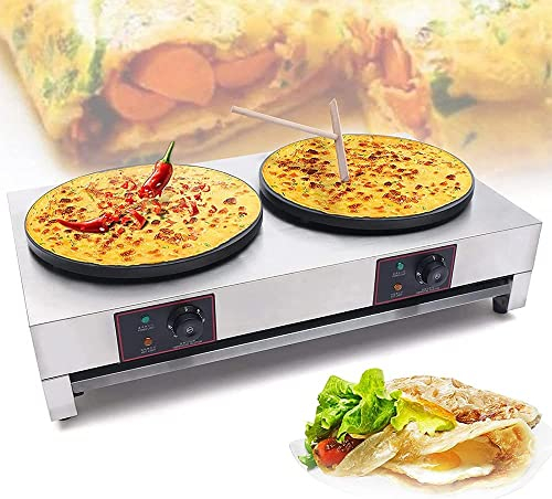 SONLED Crepiera Elettrica Commerciale, Crepiera Elettrica da 6000 W con Piastre in Ghisa da 40 cm, Piastra per Crepe Professionale per Fare Crepes, Pancake, Uova, Omelette, Hamburger