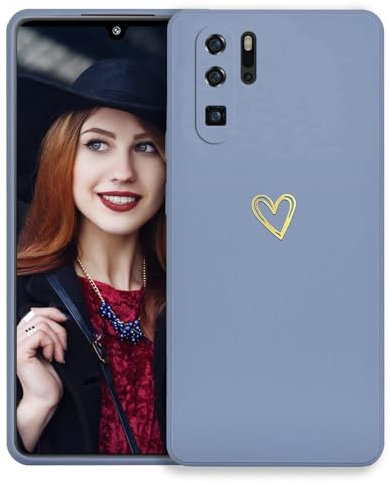 POUHYE Handyhülle für Huawei P30 Pro Hülle, Soft Silikon Case mit Herz, Kameraschutz und Bildschirmschutz, Ultra Dünn Stoßfest Anti-Rutsch Schutzhülle für Huawei P30 Pro Hellblau