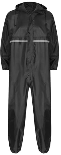 Jugaoge Unisex Motorrad Regenanzug für Damen und Herren Outdoor Einteiler Wasserdichter Overall Jumpsuit mit reflektierenden Streifen Arbeitsoveralls
