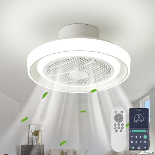 LMiSQ Reversible Ventilador de Techo Con Luz Silencioso 40CM 30W Lampara Ventilador Techo 6 Velocidades LED Regulable Ventiladores de Techo Con Luz y Mando&APP Adecuado Para 8-13㎡Cocina,Dormitorio