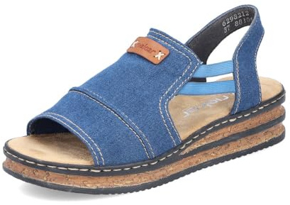 Rieker Damen Pantoletten 62982, Frauen Slipper,Schlupfschuhe,schluepfschuhe,Slip-ons,Backless Slipper,Mules,Gartenschuhe,blau (12),39 EU / 6 UK