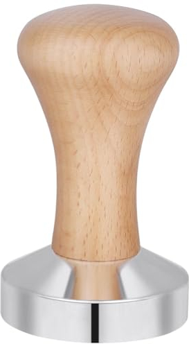Vicloon Coffee Tamper, Espresso Coffee Tamper, Stainless Steel Espresso Tamper, Wooden Tamper Coffee Shop Supplies - Light Wood Color