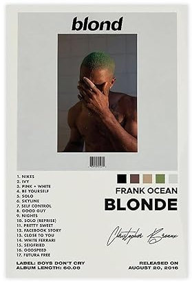 BSapp Frank-Ocean-Poster, blond, Poster, Franken-Ozean-Album-Einband, verwandeltes Leinwand-Poster, Schlafzimmer-Dekor, Sportlandschaft, Büro, Raumdekoration, Geschenk, 40 x 60 cm