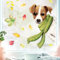 Wandtattoo Loft Fensterbild Herbst reinschauender Jack Russel Terrier mit Schal bunte Blätter herbstlicher Fensteraufkleber Fensterdeko, A3 Bogen