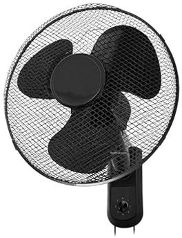 GROWMANIA Ventilador de Pared Negro con Cuerda | Ventilador 40 W con 3 Velocidades y Oscilación 90º
