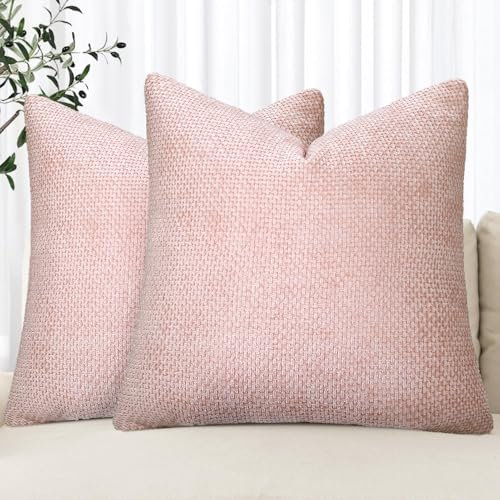 Hanrunsi Federe per Cuscini Modern Rosa 40 x 40 cm con Motivo Intrecciato Decorativi Quadrati in Velluto per Soggiorno, Decorazioni per la Casa, Divano, Camera da Letto, Divano per Auto, Set di 2
