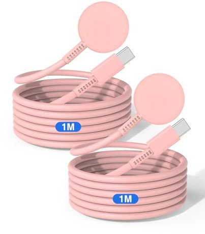 QZVOO Apple Watch Ladekabel 1M, [MFi Zertifiziert] USB C iwatch Ladekabel, Apple Watch Ladegerät 3FT Magnetisches Schnellladegerät für Apple Watch Series 10/9/8/7/6/5/4/3/Ultra/Ultra2/SE(Rosa)