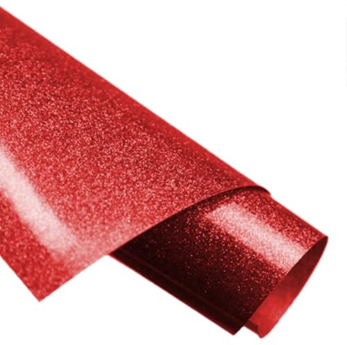 Creatorally Heat Transfer Vinyl 30.5cm x 1.52m, Glitter HTV Iron On Vinyl for T-Shirt Clothing and Other Fabrics Compatible with Heat Press Machine and Craft Cutter Machine (Glitter Red)