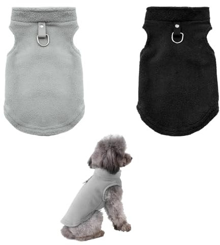 TenaLucy 2 Stücke Hunde Pullover Kleine Hund,Winter Hundepulli Hundemantel Kleine Hunde mit D Ringen Warm Hundejacke Hundepullover Fleece Wintermantel,für Innen und Außenkleidung(S)
