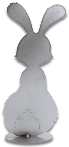 Rostikal Metall Osterhasen Figur 25 cm – Niedliche Skulptur aus blankem Metall – Mit natürlichem Rost oder zum Selbstgestalten zur Ostern Deko draußen im Garten oder im Haus