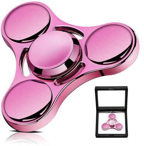 SCIONE Metall Fidget Spinner – Hand Spinner für Erwachsene & Kinder – Anti-Stress-Sensory-Spielzeug mit abnehmbaren Kugellagerkappen – Perfekt für Büro, Klassenzimmer & Party-Geschenke (Rosa)