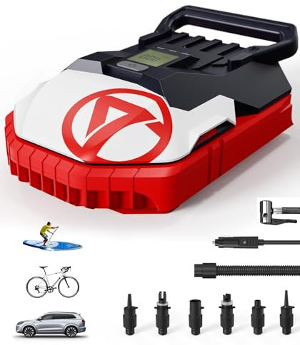 GICLE Pompe de Paddle Board électrique - Double étage d'air Pompe Sup, DC 12V Car Connection, Auto-Off, 6 Jets Convient pour Paddle Board, Kayak, Bateaux