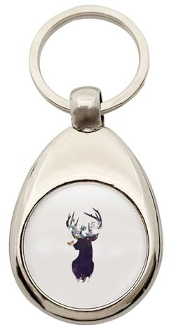 Huuraa Schlüsselanhänger Hirsch Silhouette Geschenk Metall Einkaufswagenchip Hirsch Geschenkidee
